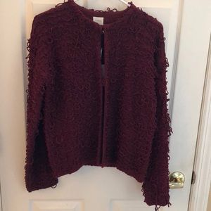 CUPIO NWT sweet wine 2 button down cardigan sweater with Loopy yarn